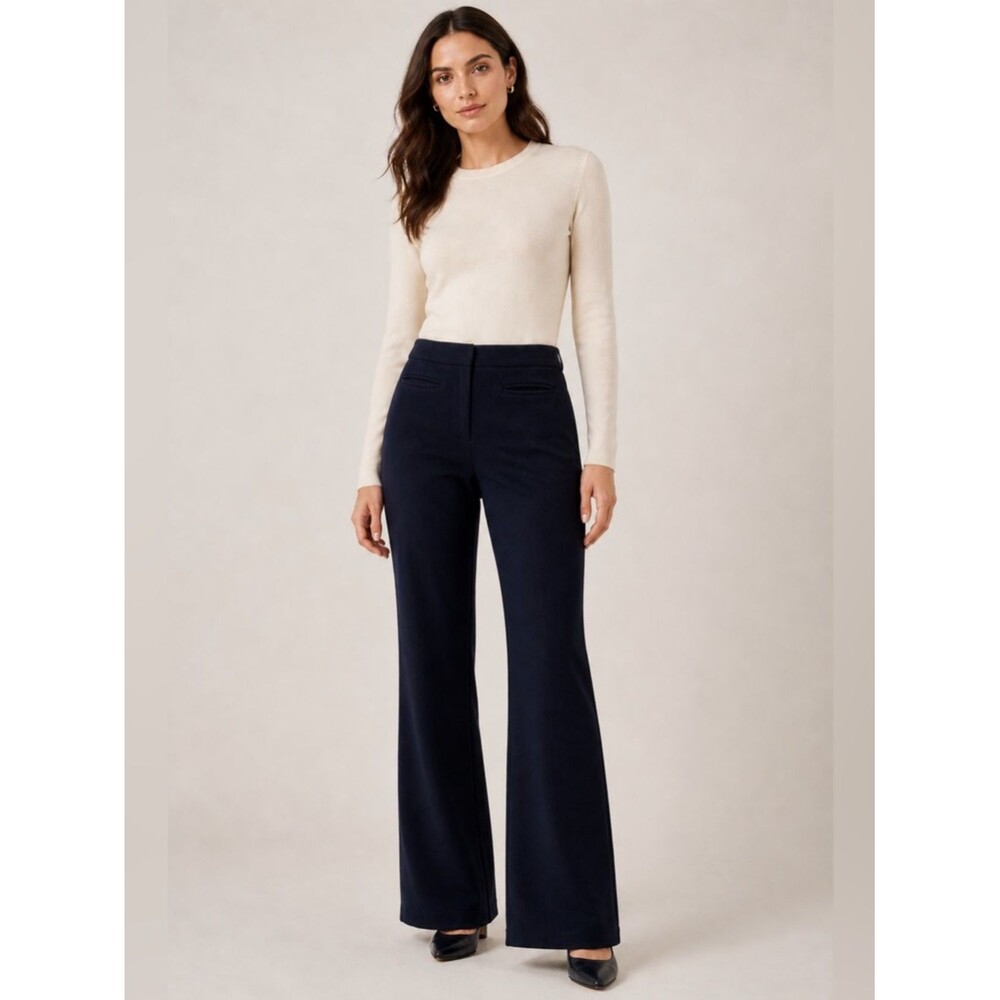 TORY BURCH Wool Women’s Navy Blue Textured  Pants